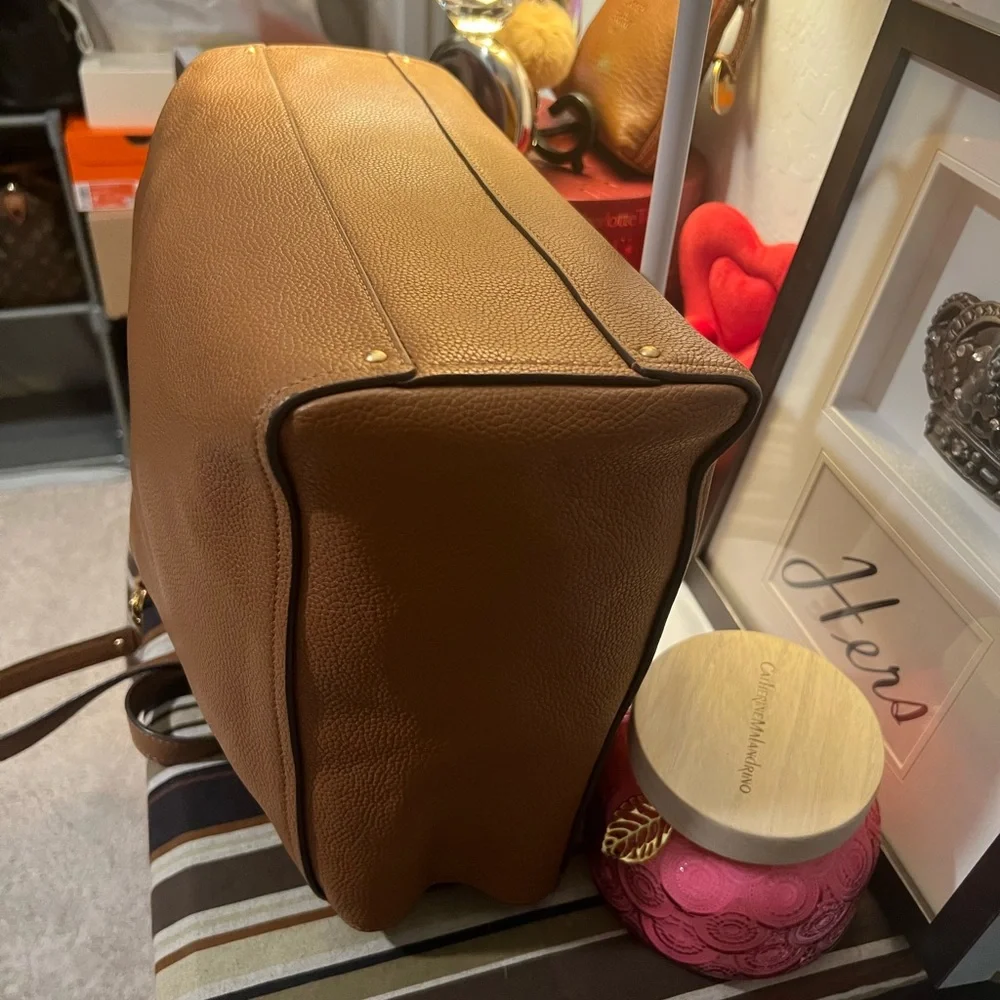 Tory Burch Brown Pebble Leather Tote Bag